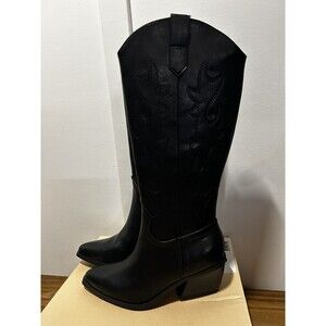 Madden NYC Black Tall Cowboy Boots Brand New In Box Western Cowgirl Women’s 6